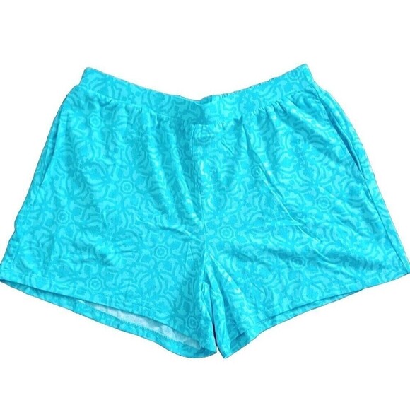 Liz Claiborne Pajama Shorts Size Medium Blue Green Cool Calm Sleepwear Pockets - Picture 1 of 4